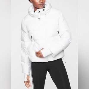 Athleta Women's Bright Snow White Down Full Zip Cropped Puffer Jacket - Size XS